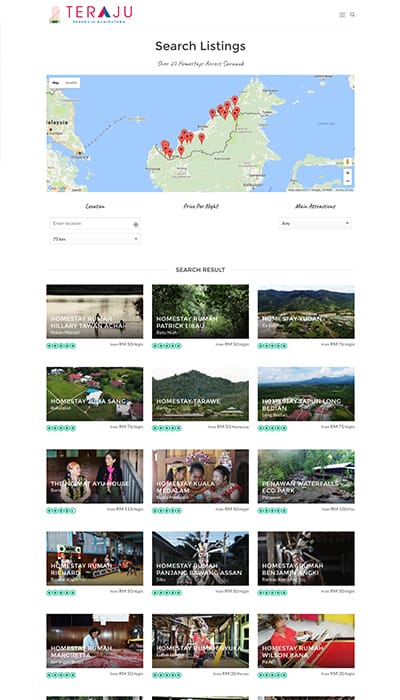 DCCI Teraju Homestay Search Page Web Design