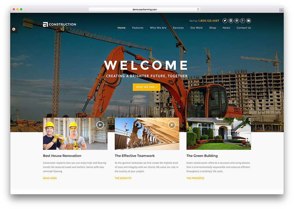 web design for construction company - construction professional wordpress theme