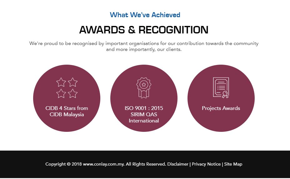 element web design for construction co_award recognition