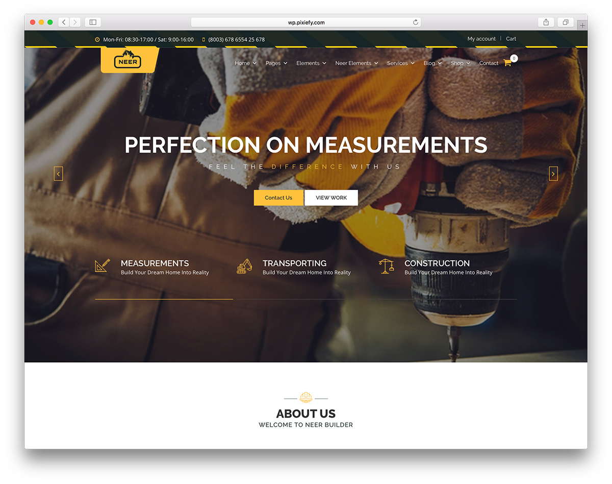 web design for construction company - neer clean construction company wordpress theme