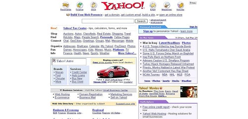 website mistakes - yahoo in 1996 poor white space